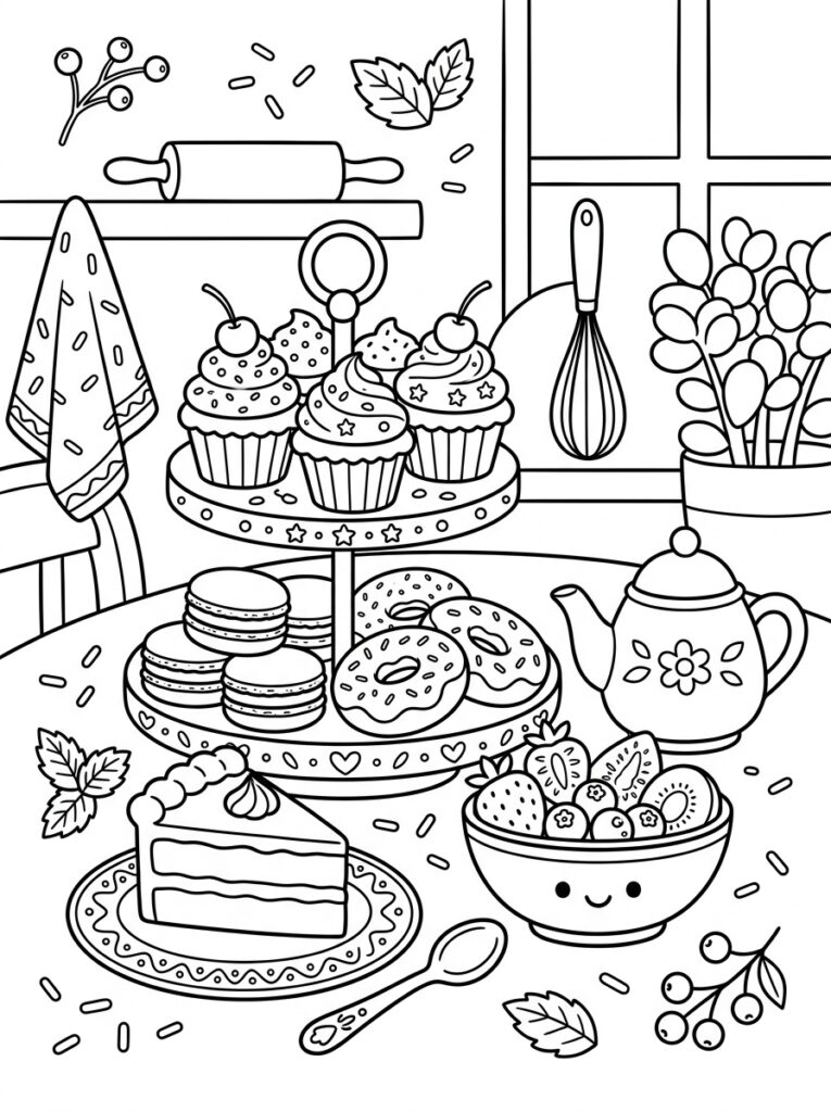 Schattig eten Kleurplaten (Gratis PDF Printables) 06 - gratis kleurplaat om te printen