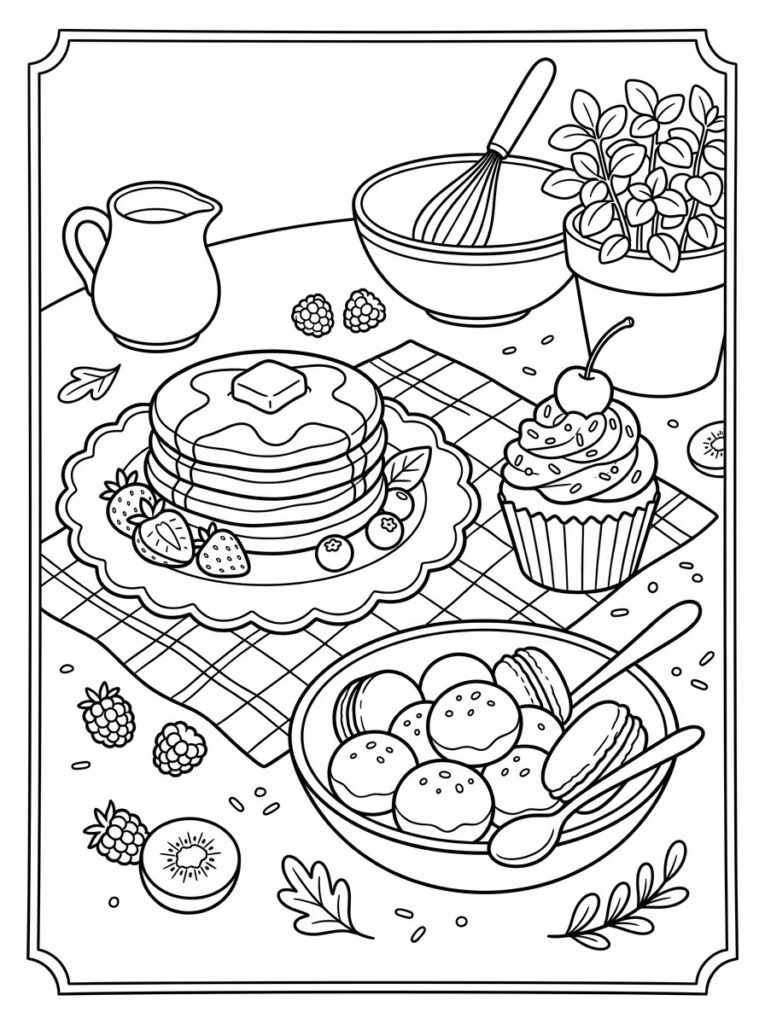 Schattig eten Kleurplaten (Gratis PDF Printables) 07 - gratis kleurplaat om te printen
