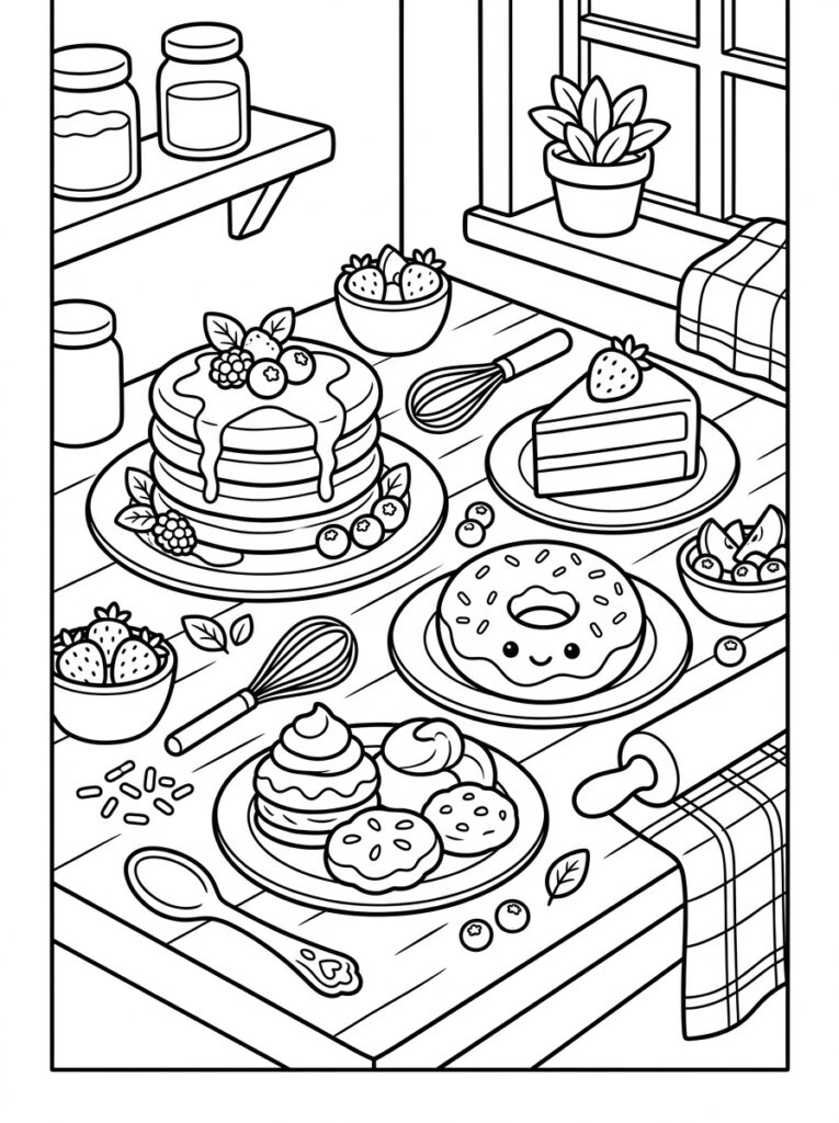 Schattig eten Kleurplaten (Gratis PDF Printables) 08 - gratis kleurplaat om te printen