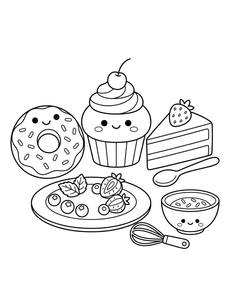 Schattig eten Kleurplaten (Gratis PDF Printables) 10 - gratis kleurplaat om te printen