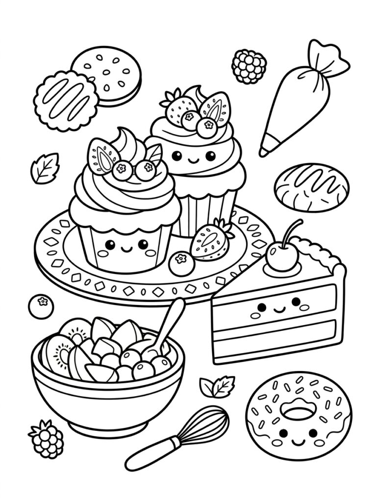 Schattig eten Kleurplaten (Gratis PDF Printables) 11 - gratis kleurplaat om te printen