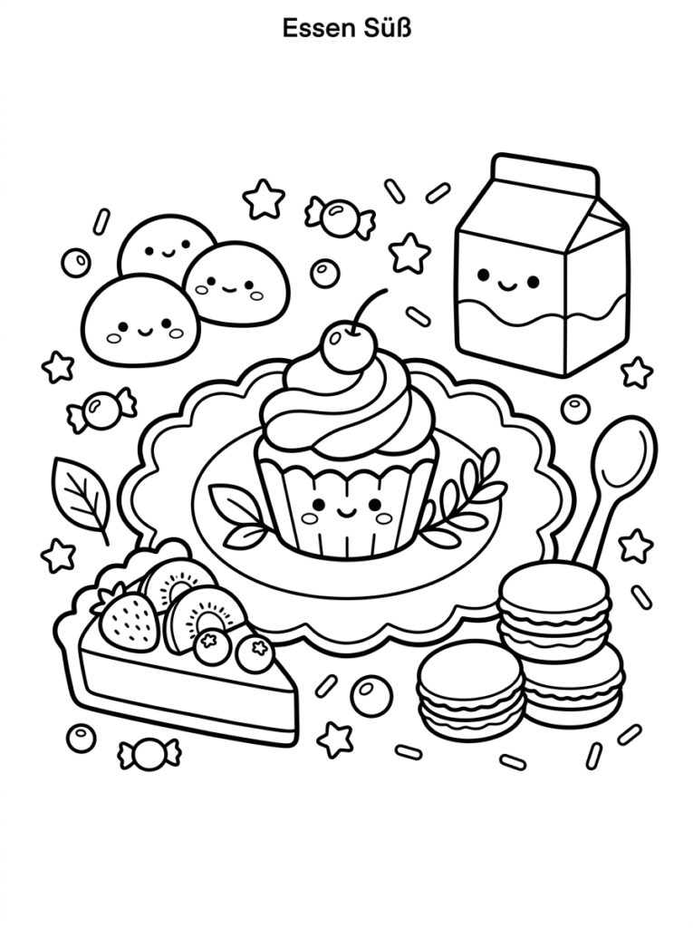 Schattig eten Kleurplaten (Gratis PDF Printables) 12 - gratis kleurplaat om te printen