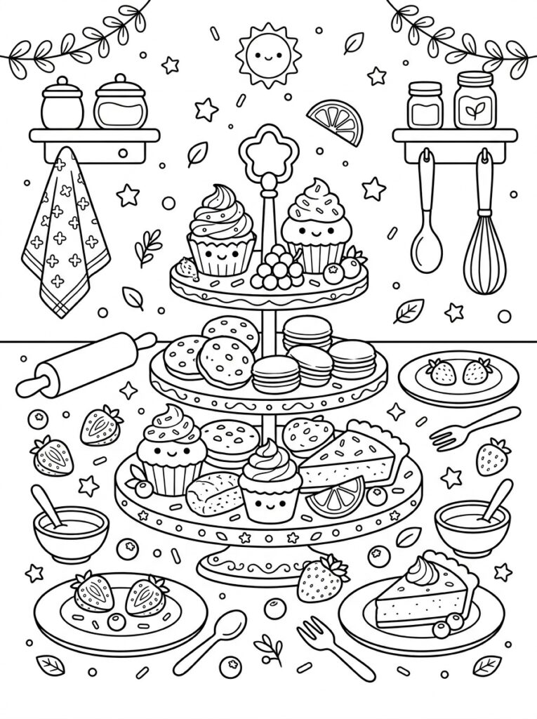 Schattig eten Kleurplaten (Gratis PDF Printables) 13 - gratis kleurplaat om te printen