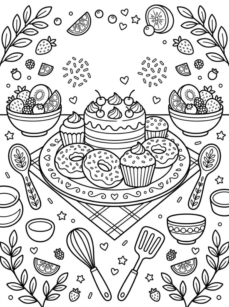 Schattig eten Kleurplaten (Gratis PDF Printables) 15 - gratis kleurplaat om te printen