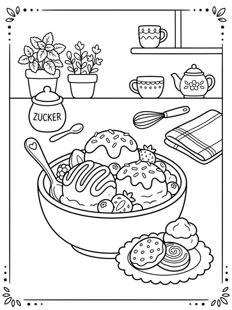 Schattig eten Kleurplaten (Gratis PDF Printables) 18 - gratis kleurplaat om te printen