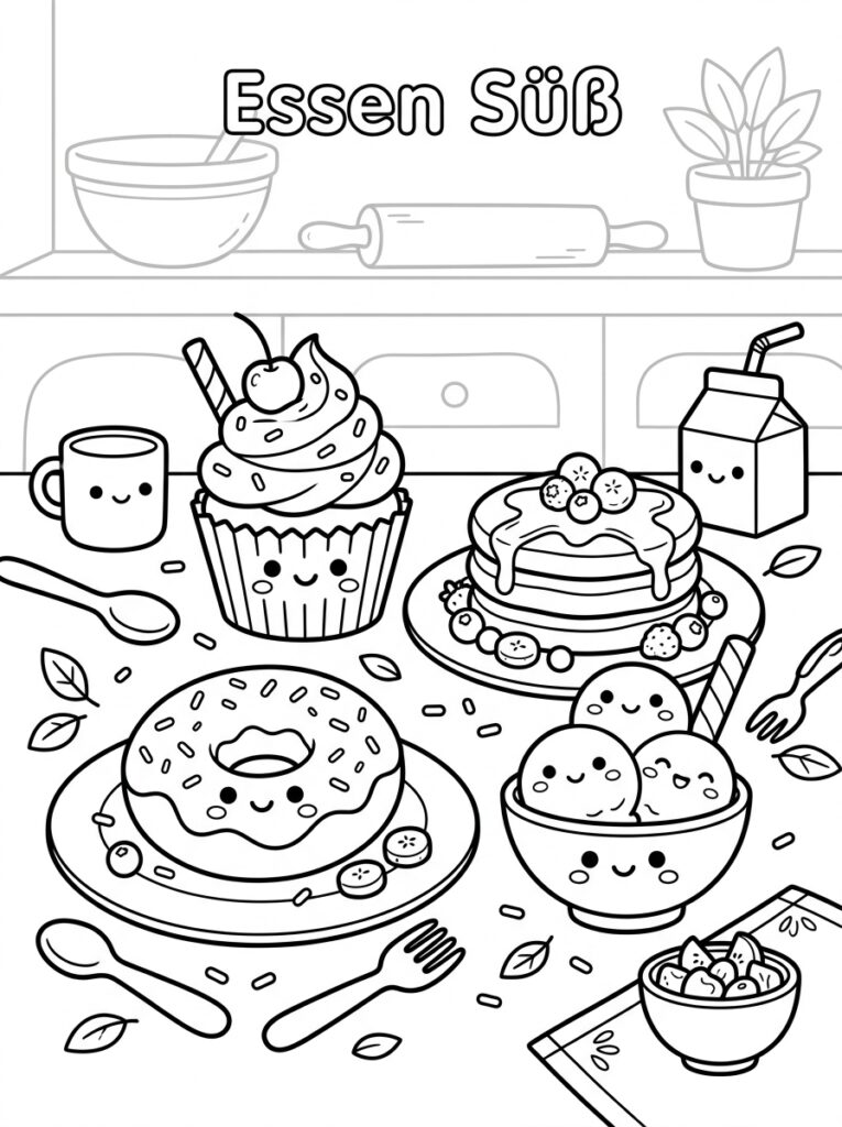 Schattig eten Kleurplaten (Gratis PDF Printables) 20 - gratis kleurplaat om te printen