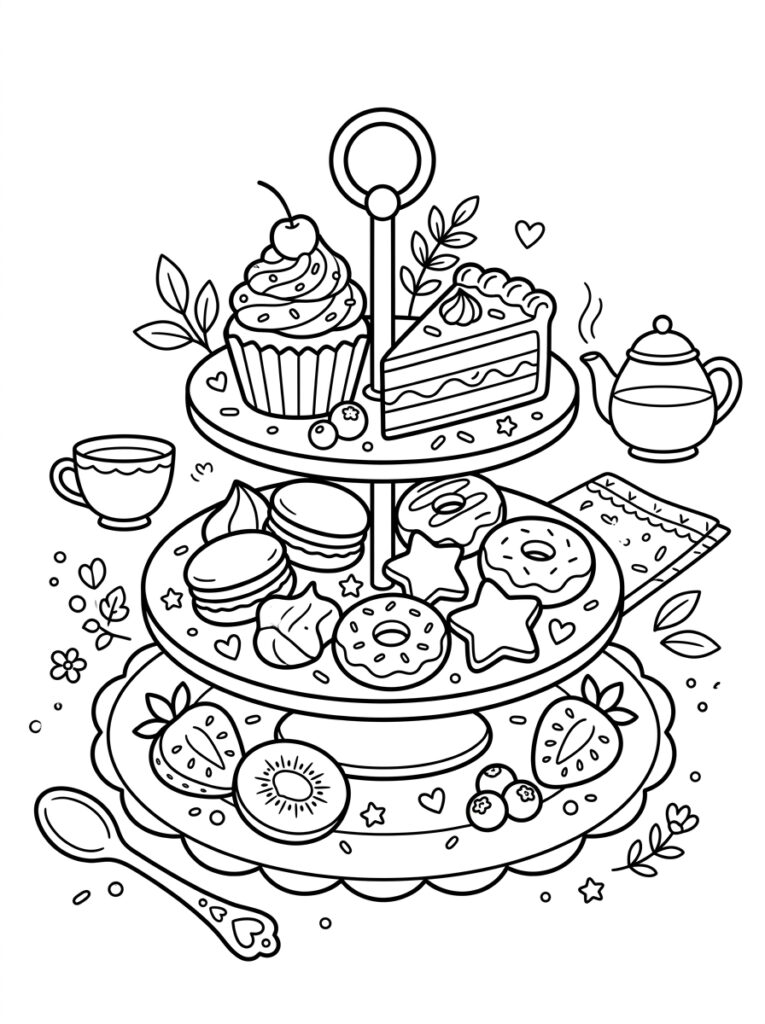 Schattig eten Kleurplaten (Gratis PDF Printables) 22 - gratis kleurplaat om te printen