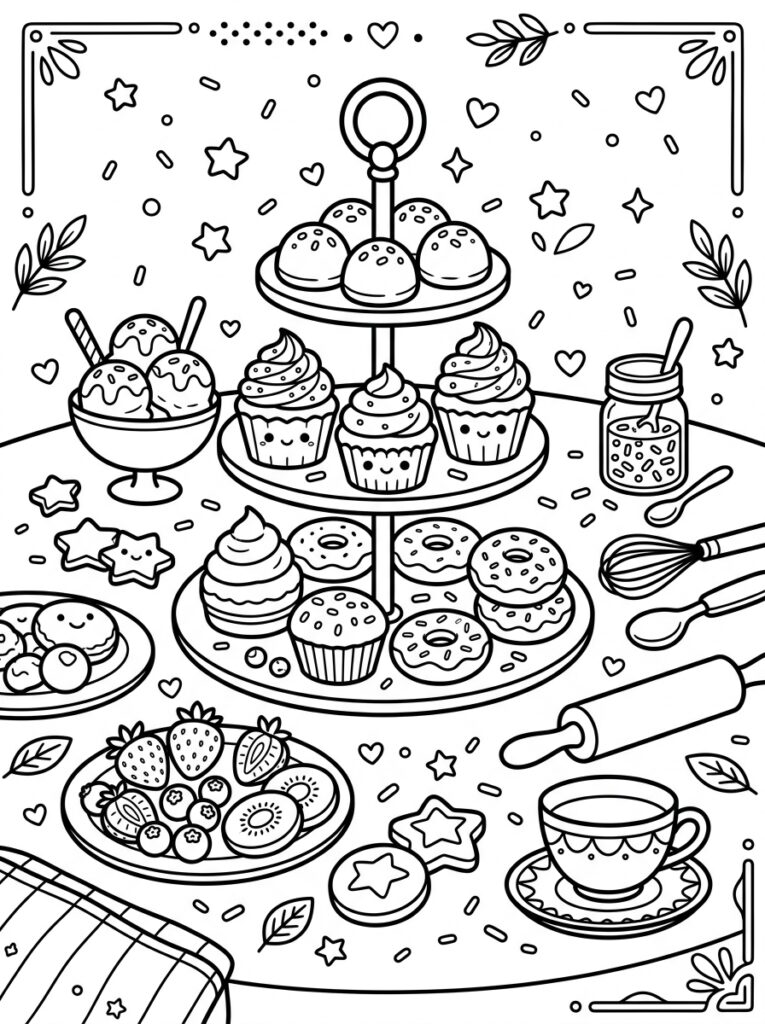 Schattig eten Kleurplaten (Gratis PDF Printables) 23 - gratis kleurplaat om te printen