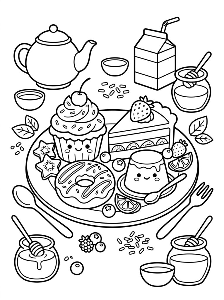 Schattig eten Kleurplaten (Gratis PDF Printables) 24 - gratis kleurplaat om te printen