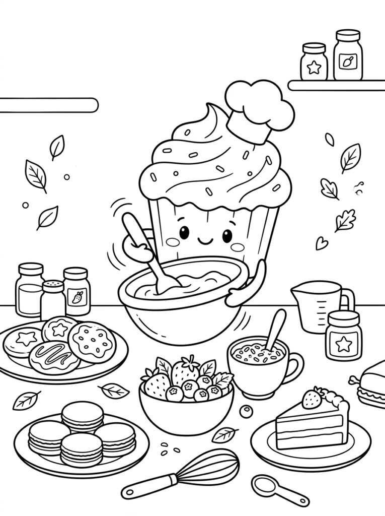 Schattig eten Kleurplaten (Gratis PDF Printables) 26 - gratis kleurplaat om te printen