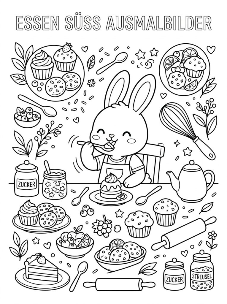 Schattig eten Kleurplaten (Gratis PDF Printables) 27 - gratis kleurplaat om te printen