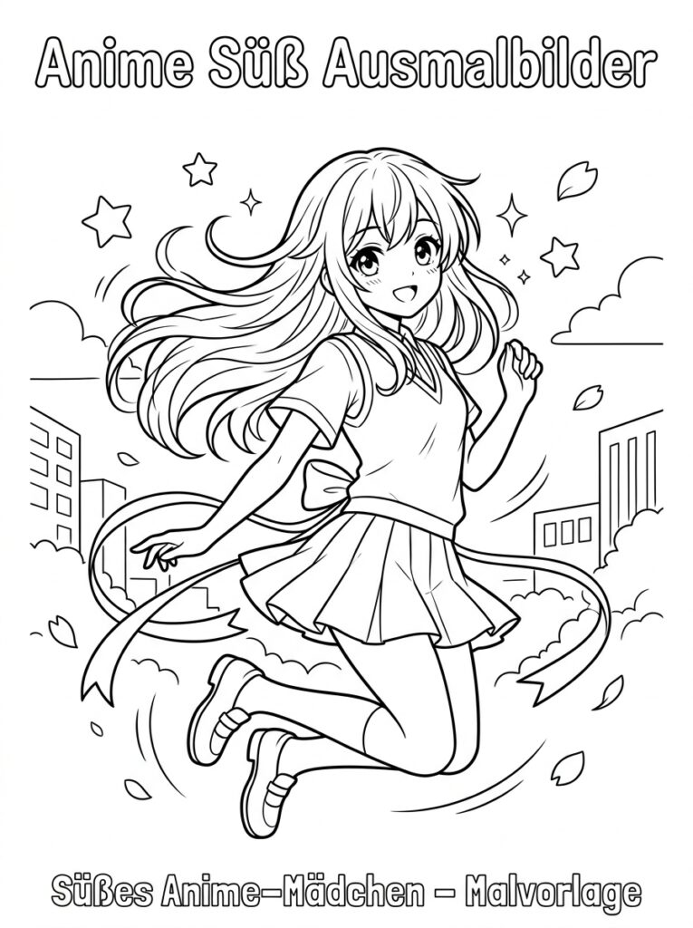 Schattige anime Kleurplaten (Gratis PDF Printables) 03 - gratis kleurplaat om te printen