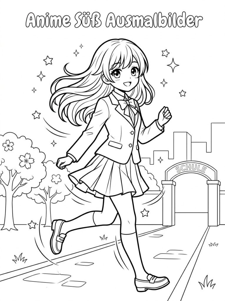 Schattige anime Kleurplaten (Gratis PDF Printables) 04 - gratis kleurplaat om te printen
