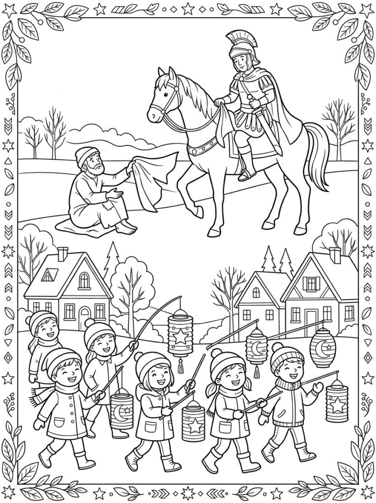 Sint Maarten Kleurplaten (Gratis PDF Printables) 12 - gratis kleurplaat om te printen