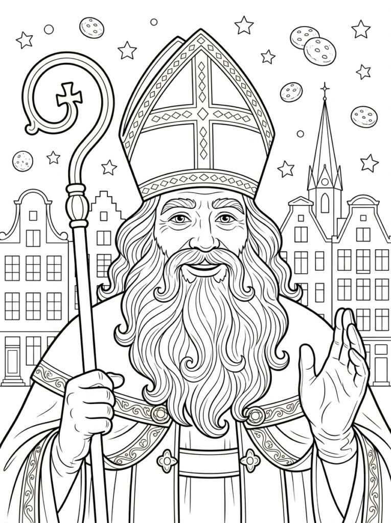Sinterklaas Hoofd Kleurplaten (Gratis PDF Printables) 05 - gratis kleurplaat om te printen