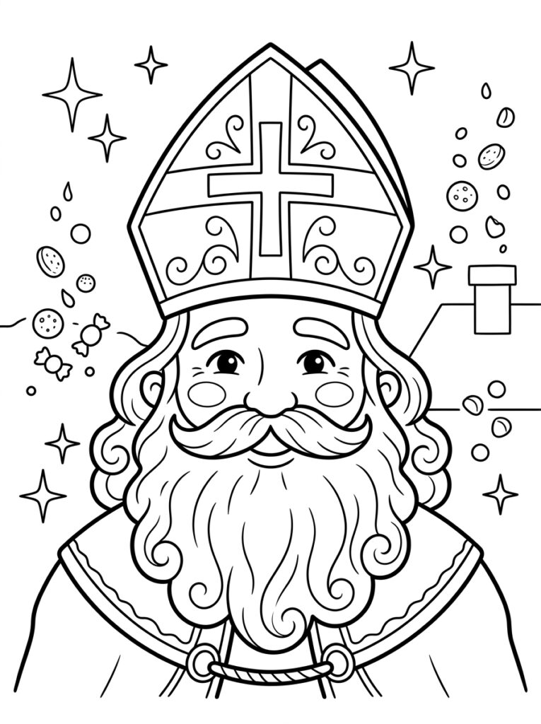 Sinterklaas Hoofd Kleurplaten (Gratis PDF Printables) 11 - gratis kleurplaat om te printen