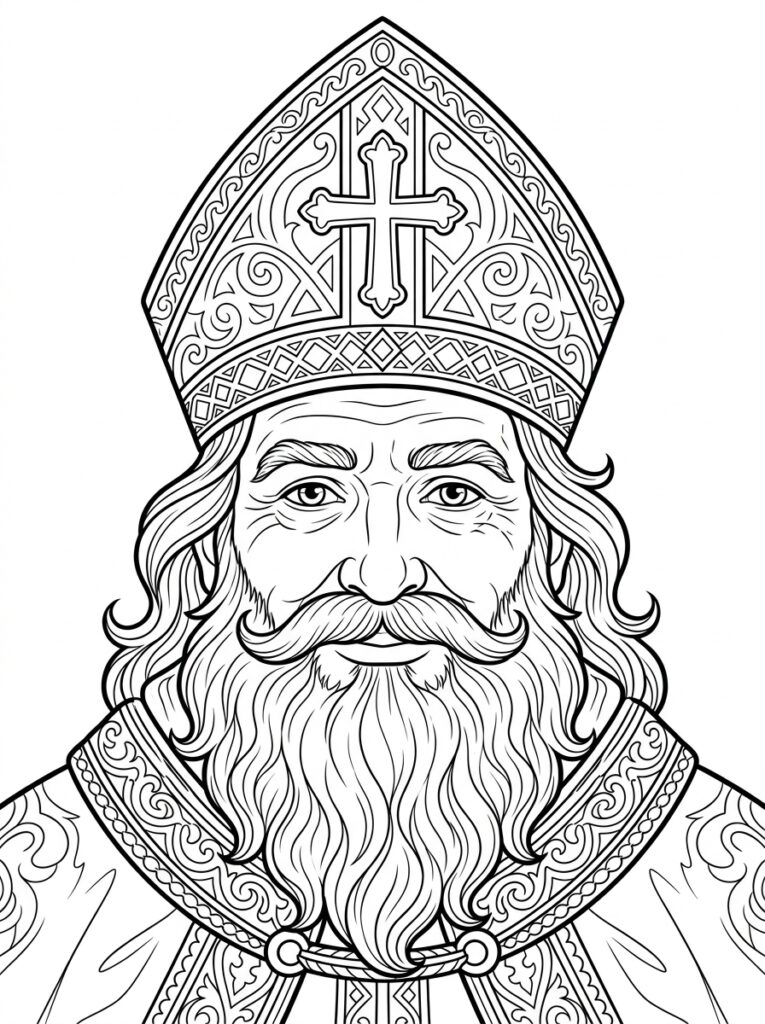 Sinterklaas Hoofd Kleurplaten (Gratis PDF Printables) 13 - gratis kleurplaat om te printen