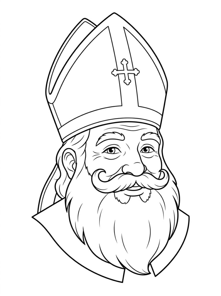 Sinterklaas Hoofd Kleurplaten (Gratis PDF Printables) 15 - gratis kleurplaat om te printen