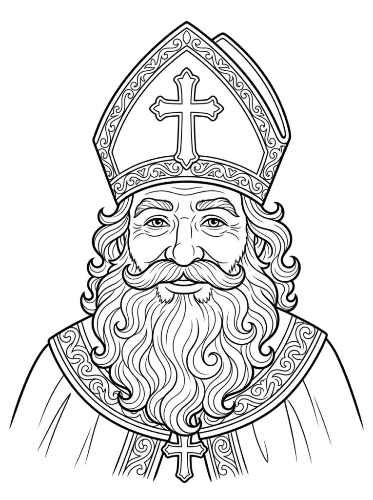 Sinterklaas Hoofd Kleurplaten (Gratis PDF Printables) 16 - gratis kleurplaat om te printen