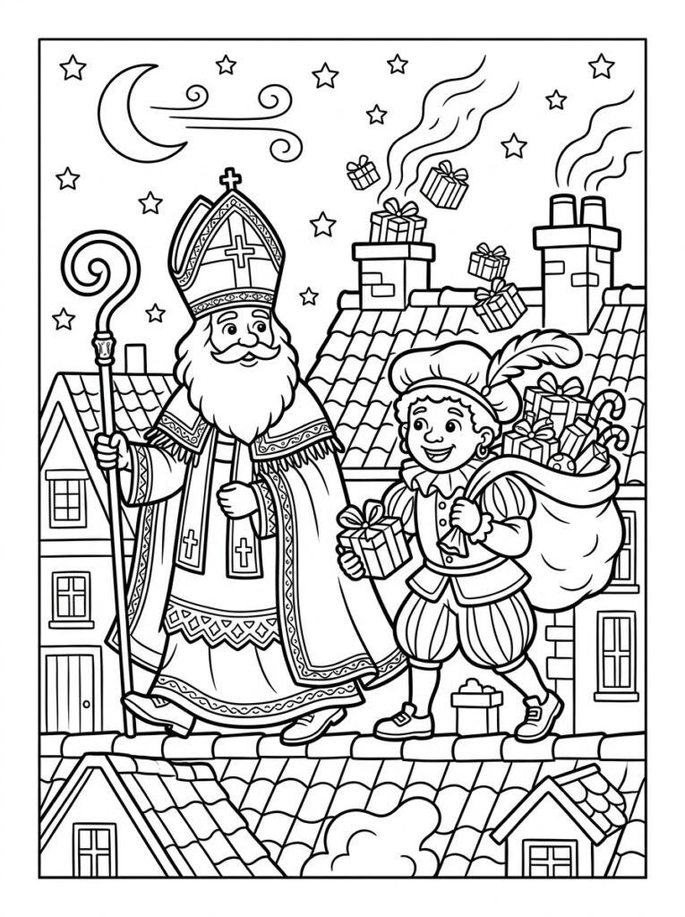 Sinterklaas Hoofd Kleurplaten (Gratis PDF Printables) 18 - gratis kleurplaat om te printen