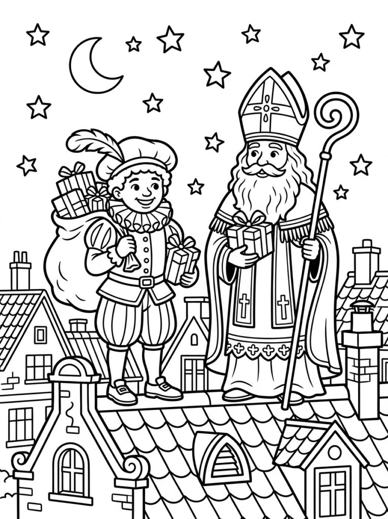 Sinterklaas Hoofd Kleurplaten (Gratis PDF Printables) 19 - gratis kleurplaat om te printen