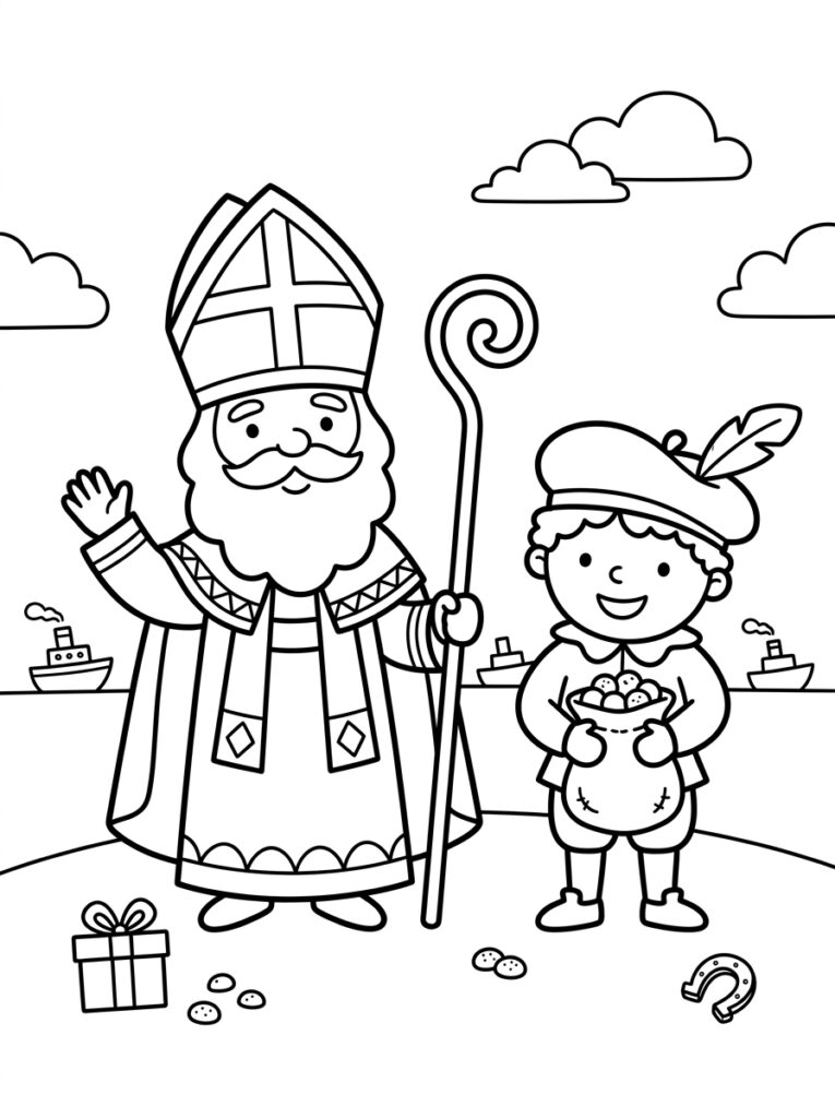Sinterklaas Peuter Kleurplaten (Gratis PDF Printables) 01 - gratis kleurplaat om te printen