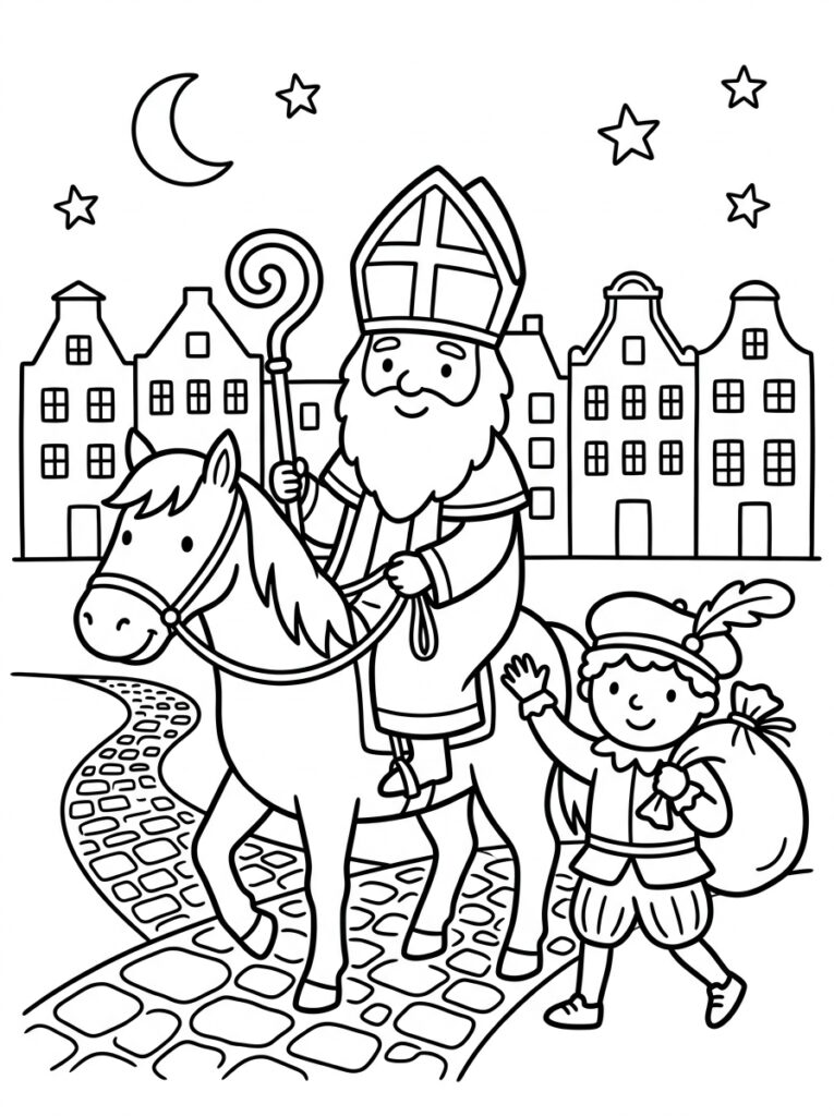 Sinterklaas Peuter Kleurplaten (Gratis PDF Printables) 02 - gratis kleurplaat om te printen