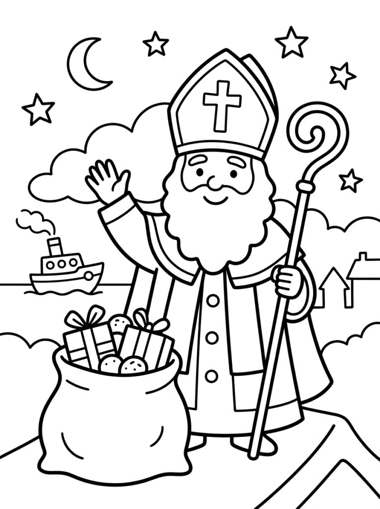Sinterklaas Peuter Kleurplaten (Gratis PDF Printables) 03 - gratis kleurplaat om te printen