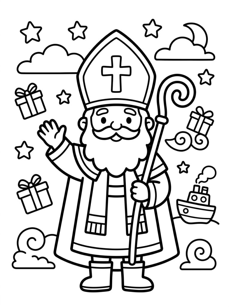Sinterklaas Peuter Kleurplaten (Gratis PDF Printables) 04 - gratis kleurplaat om te printen