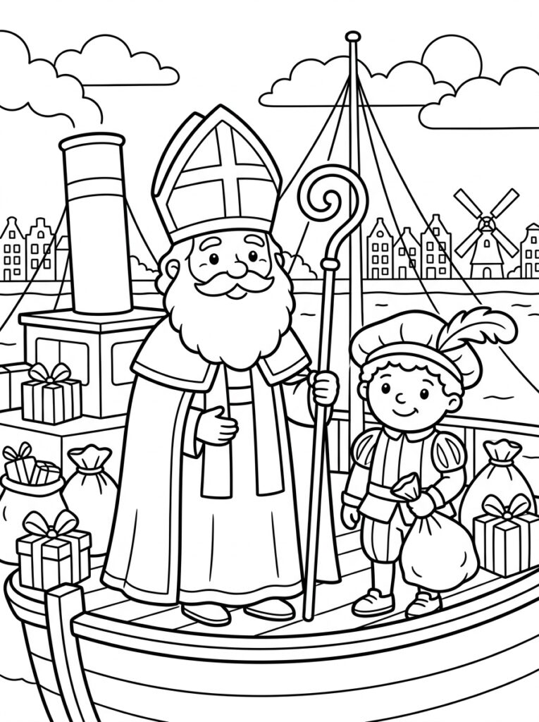 Sinterklaas Peuter Kleurplaten (Gratis PDF Printables) 06 - gratis kleurplaat om te printen