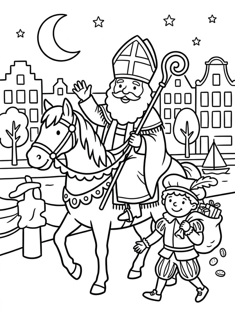 Sinterklaas Peuter Kleurplaten (Gratis PDF Printables) 07 - gratis kleurplaat om te printen