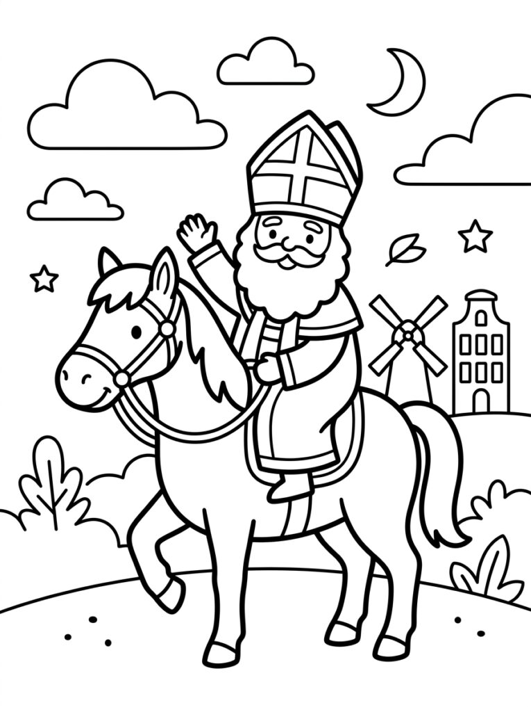 Sinterklaas Peuter Kleurplaten (Gratis PDF Printables) 09 - gratis kleurplaat om te printen