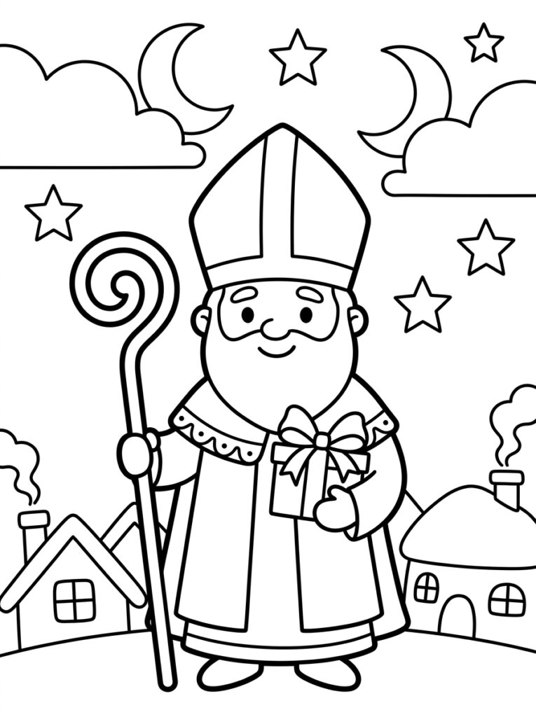 Sinterklaas Peuter Kleurplaten (Gratis PDF Printables) 10 - gratis kleurplaat om te printen