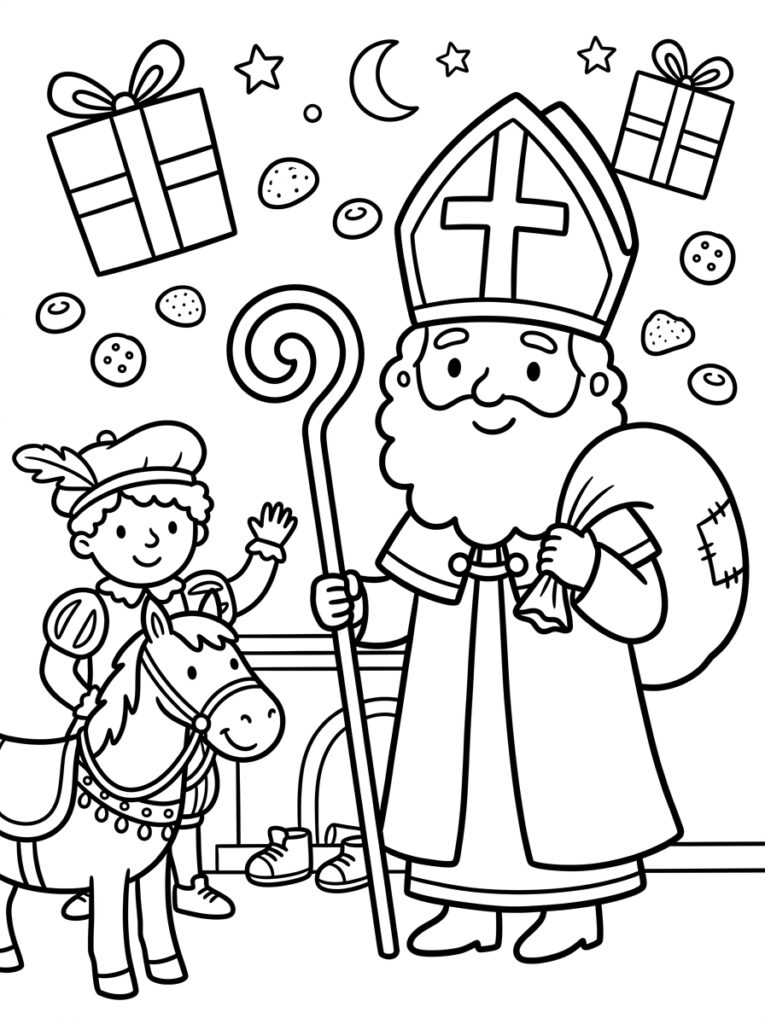 Sinterklaas Peuter Kleurplaten (Gratis PDF Printables) 11 - gratis kleurplaat om te printen