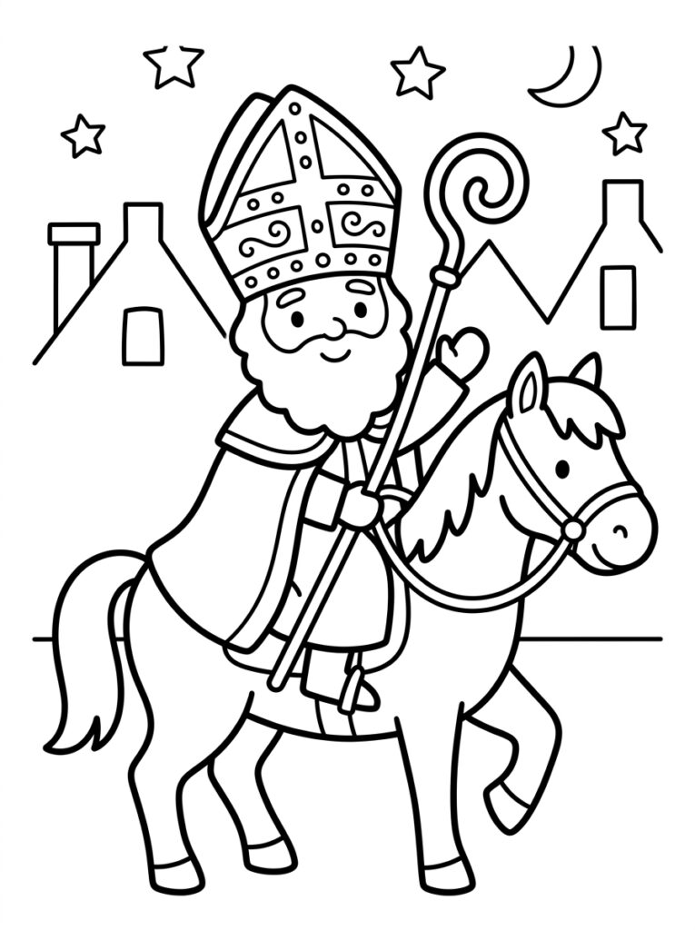 Sinterklaas Peuter Kleurplaten (Gratis PDF Printables) 12 - gratis kleurplaat om te printen