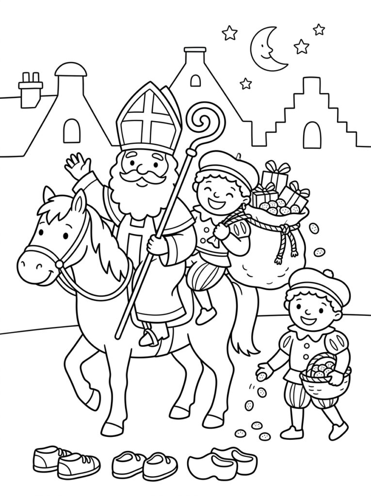 Sinterklaas Peuter Kleurplaten (Gratis PDF Printables) 13 - gratis kleurplaat om te printen