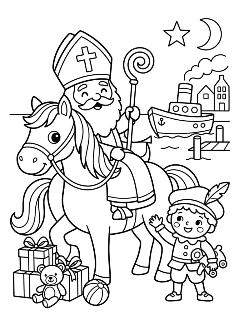 Sinterklaas Peuter Kleurplaten (Gratis PDF Printables) 14 - gratis kleurplaat om te printen
