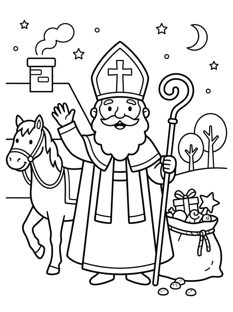 Sinterklaas Peuter Kleurplaten (Gratis PDF Printables) 15 - gratis kleurplaat om te printen