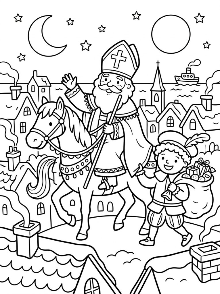 Sinterklaas Peuter Kleurplaten (Gratis PDF Printables) 16 - gratis kleurplaat om te printen