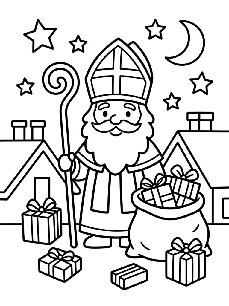 Sinterklaas Peuter Kleurplaten (Gratis PDF Printables) 17 - gratis kleurplaat om te printen