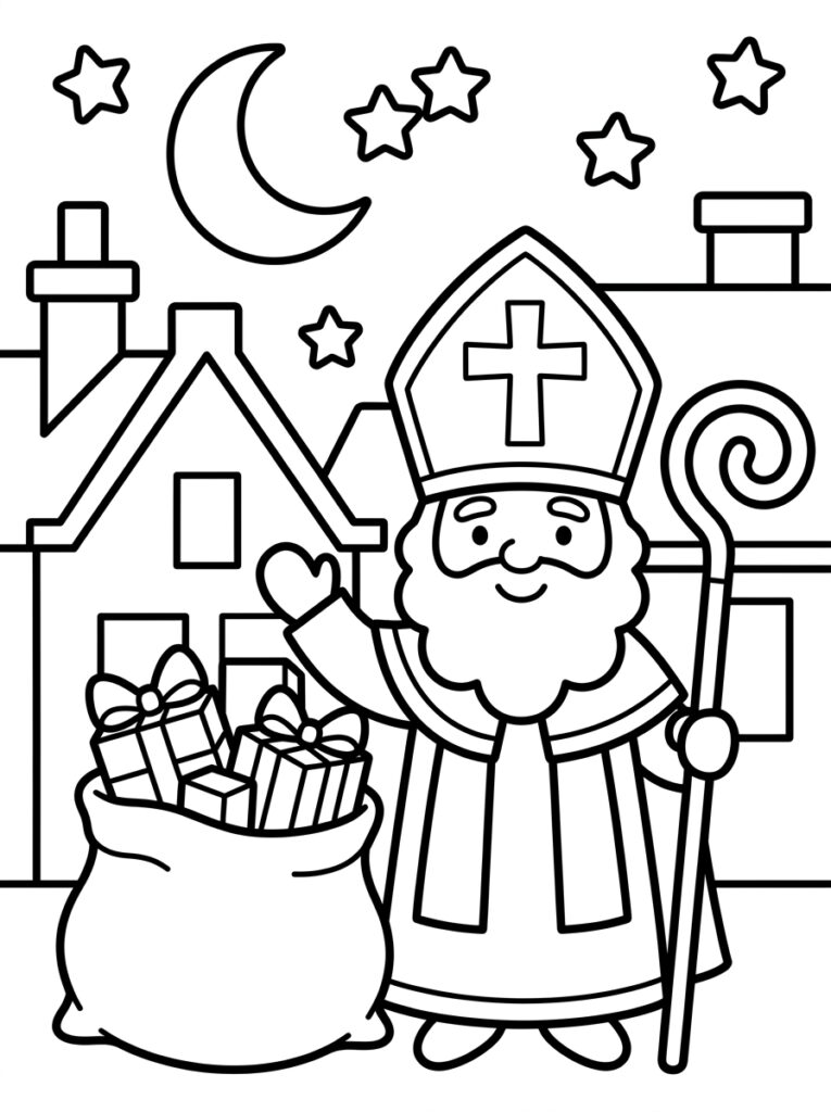 Sinterklaas Peuter Kleurplaten (Gratis PDF Printables) 18 - gratis kleurplaat om te printen