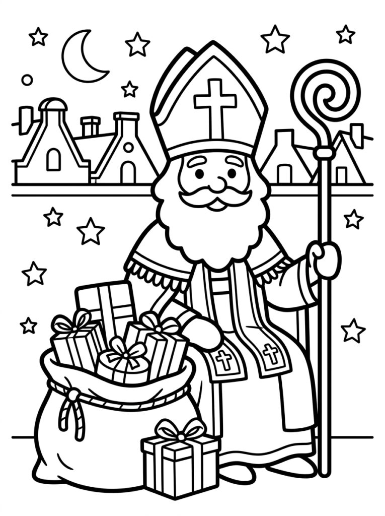 Sinterklaas Peuter Kleurplaten (Gratis PDF Printables) 19 - gratis kleurplaat om te printen