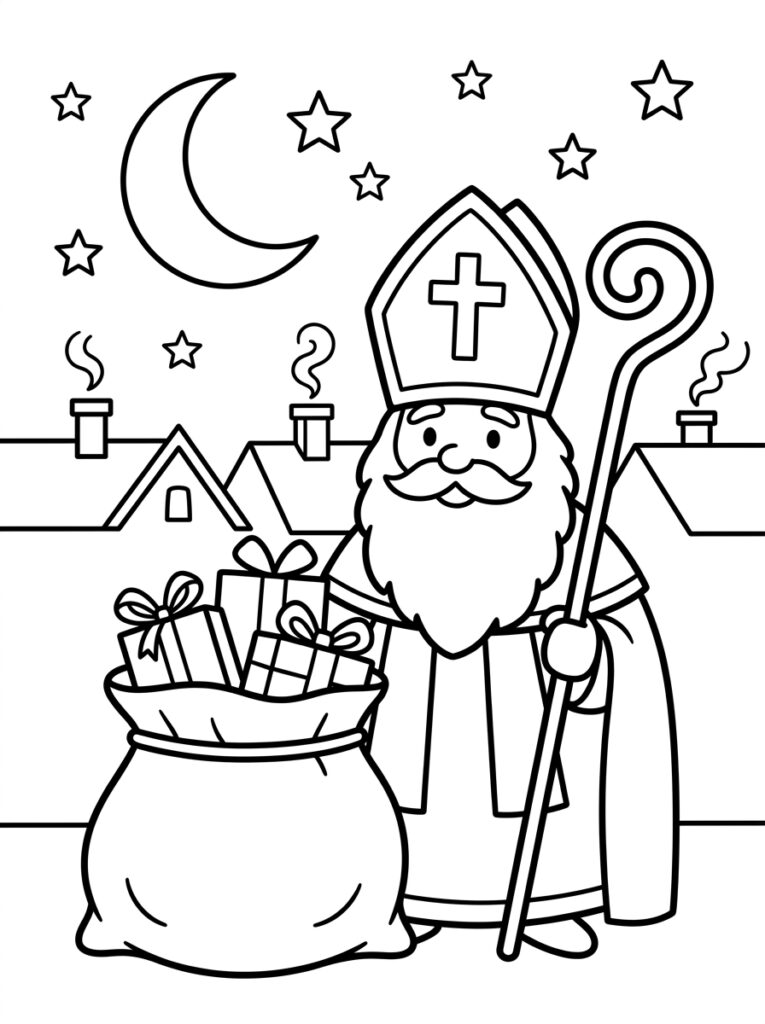Sinterklaas Peuter Kleurplaten (Gratis PDF Printables) 20 - gratis kleurplaat om te printen