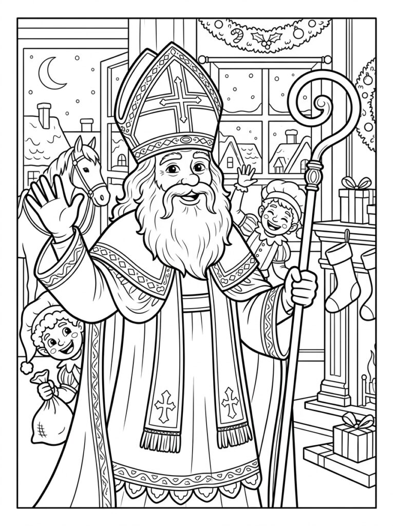 Sinterklaas Kleurplaten (Gratis PDF Printables) 01 - gratis kleurplaat om te printen