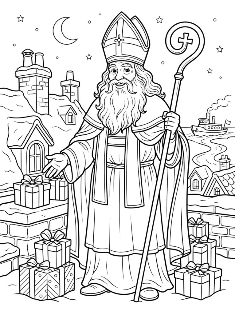 Sinterklaas Kleurplaten (Gratis PDF Printables) 03 - gratis kleurplaat om te printen