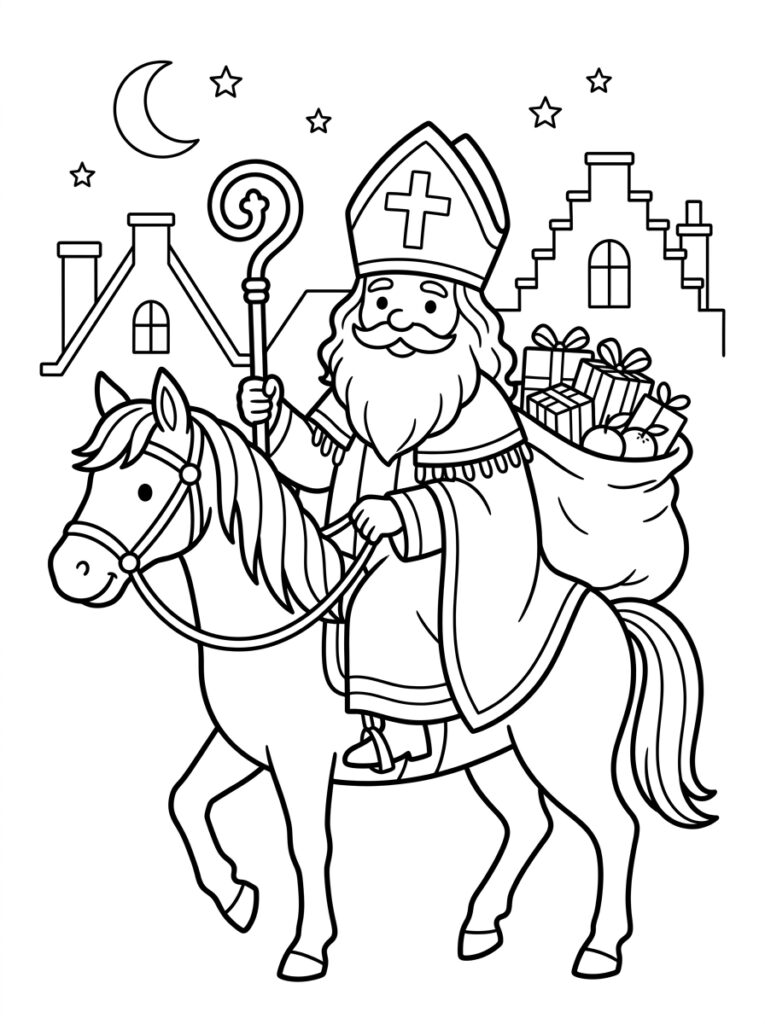 Sinterklaas Kleurplaten (Gratis PDF Printables) 05 - gratis kleurplaat om te printen