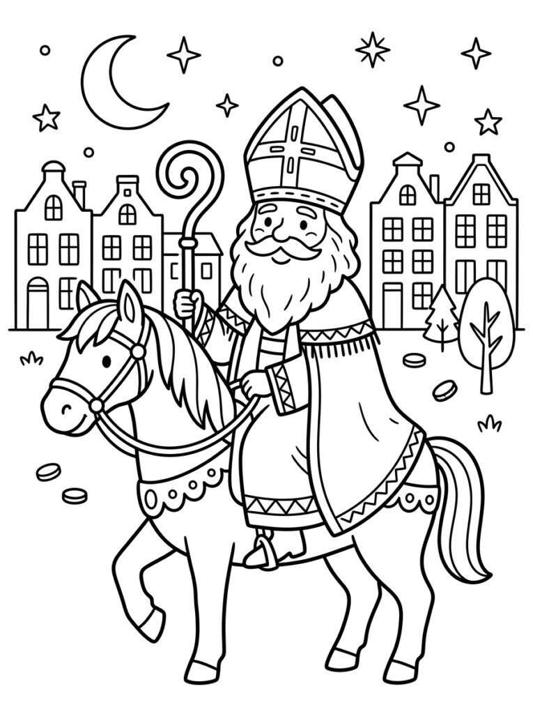 Sinterklaas Kleurplaten (Gratis PDF Printables) 06 - gratis kleurplaat om te printen
