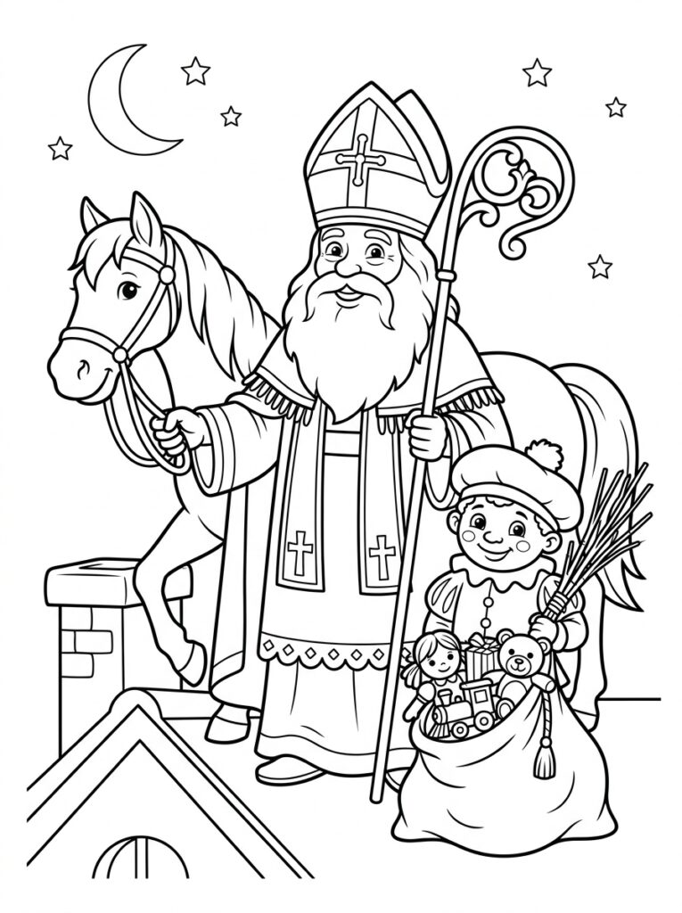 Sinterklaas Kleurplaten (Gratis PDF Printables) 08 - gratis kleurplaat om te printen