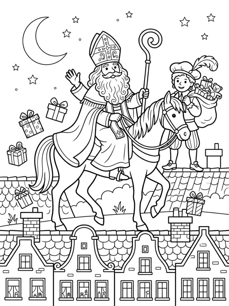 Sinterklaas Kleurplaten (Gratis PDF Printables) 10 - gratis kleurplaat om te printen