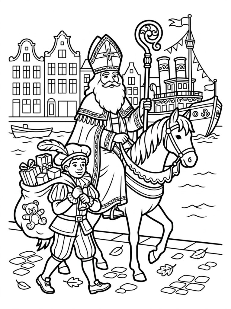 Sinterklaas Kleurplaten (Gratis PDF Printables) 11 - gratis kleurplaat om te printen